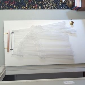 NWOT Free People Intimately White Tulle Ruffle Maxi Skirt l Large